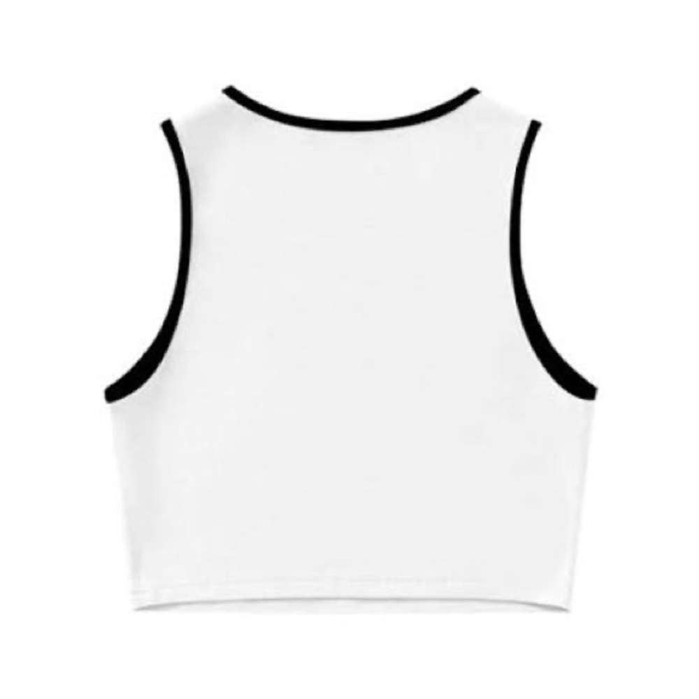 BY ZARA NEW WHITE WITH BLACK TRIM CROP TANK TOP!